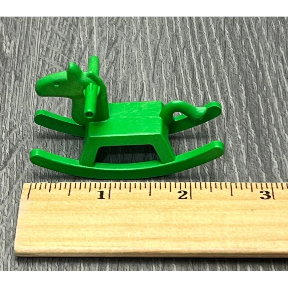 Vtg 1981 Playmobil Geobra Green Rocking Horse Dollhouse Toy Accessory 3174331